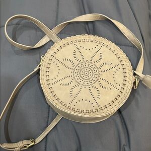 Street Level Beige Round Crossbody Bag